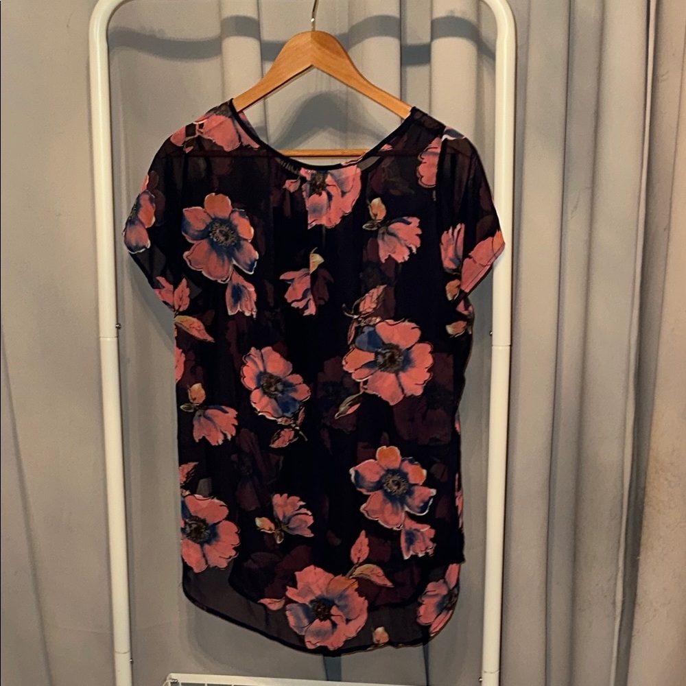 Floral Black and Pink Women's Top